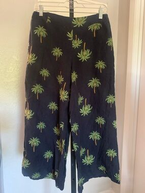 Loft beach palm tree linen blend resortwear spring pants